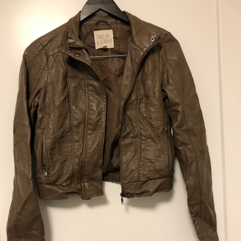 Women’s Brown Cropped Leather Jacket